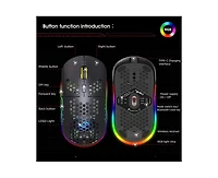 Risokeys Tri-Mode Wireless Gaming Mouse, Honeycomb Hollow Design, Rgb Backlight, 3600 Dpi Adjustable, 750mAh Rechargeable, 2.4G+BT3.0+BT5.0