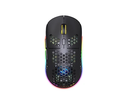 Risokeys Tri-Mode Wireless Gaming Mouse, Honeycomb Hollow Design, Rgb Backlight, 3600 Dpi Adjustable, 750mAh Rechargeable, 2.4G+BT3.0+BT5.0
