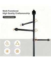 Yigii Heavy Duty Metal Coat Rack with 3 Arms and 5 Hooks for Various Spaces
