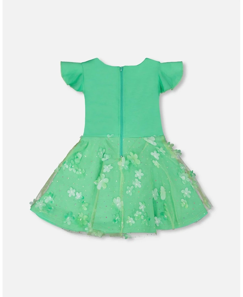 Deux par Big Girls Bi-Material Dress Bright Mint Green
