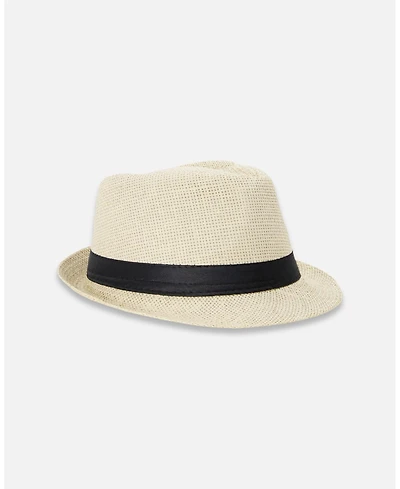 Deux par Deux Boy Fedora-Style Straw Hat Beige - Toddler|Child
