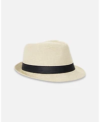Deux par Deux Boy Fedora-Style Straw Hat Beige - Toddler|Child