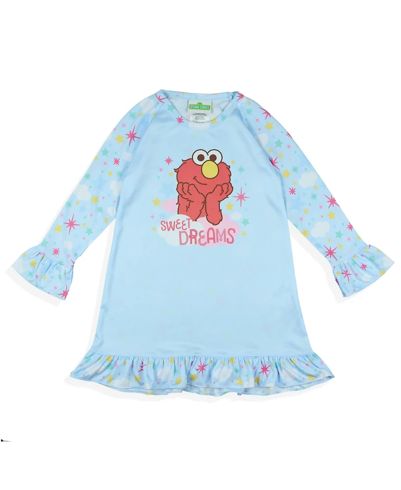 Sesame Street Toddler Girls Elmo Sweet Dreams Long-Sleeve Ruffle Nightgown Pajama