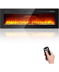 Gaomon 60" Wall-Mounted Electric Fireplace with Heater, 750/1500W, 12 Flame Colors, Remote & WiFi, Slim Recessed Design