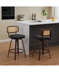 Boyel Living Set of 2 Swivel Pu Bar Stools with Padded 3.5-inch Seat Cushion for Dining Pup