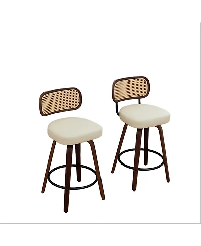 Boyel Living Set of 2 Swivel Pu Bar Stools with Padded 3.5-inch Seat Cushion for Dining Pup