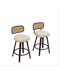 Boyel Living Set of 2 Swivel Pu Bar Stools with Padded 3.5-inch Seat Cushion for Dining Pup