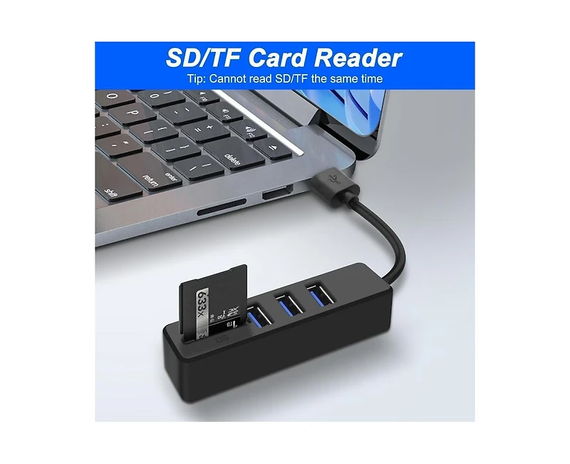Risokeys 5 in 1 Usb A Hub Splitter, 480Mbps Data Transfer & Sd/Tf Card Reader, for Laptop/Smartphone,Ideal for Office Workers