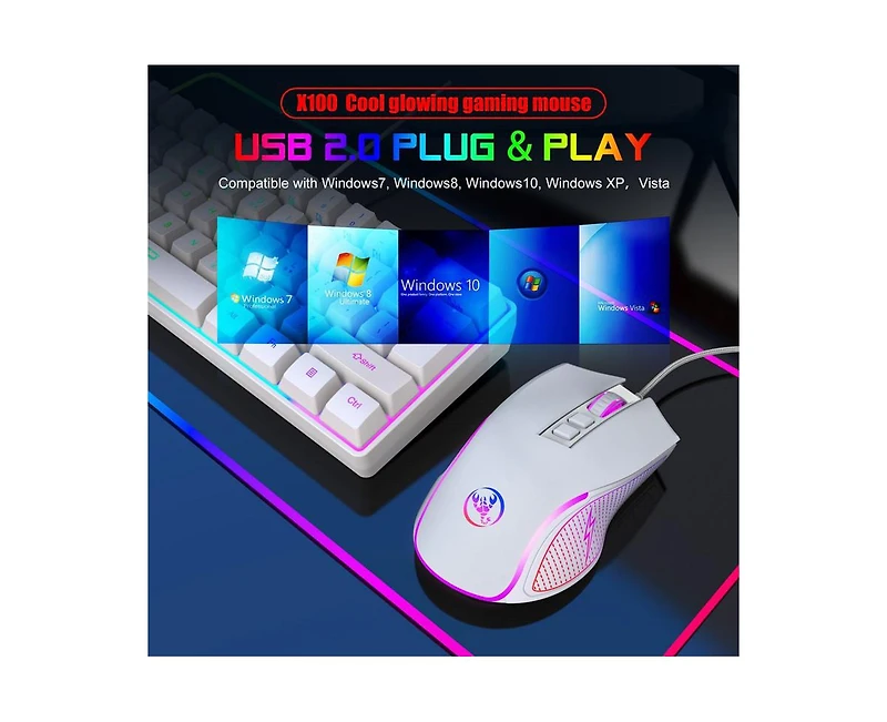 Risokeys Wired Gaming Mouse, 3600 Dpi Adjustable, Ergonomic Plug & Play Mouse for Pc Laptop Gamers & Office Workers