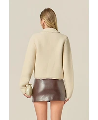 English Factory Women's Knit Pearl Detail Cardigan