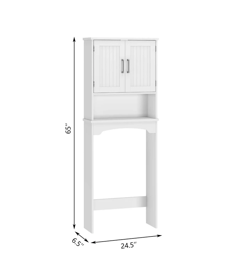 Homfan Over The Toilet Storage Cabinet with Double Doors and Anti-Tip Device, Above , Free Standing Toilet Cabinet