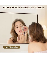 Homfan 72x36 Inch Black Metal Frame Bathroom Mirror | Rounded Rectangle Anti-Rust Vanity Wall Mirror | Horizontal or Vertical Mount for Bathroom