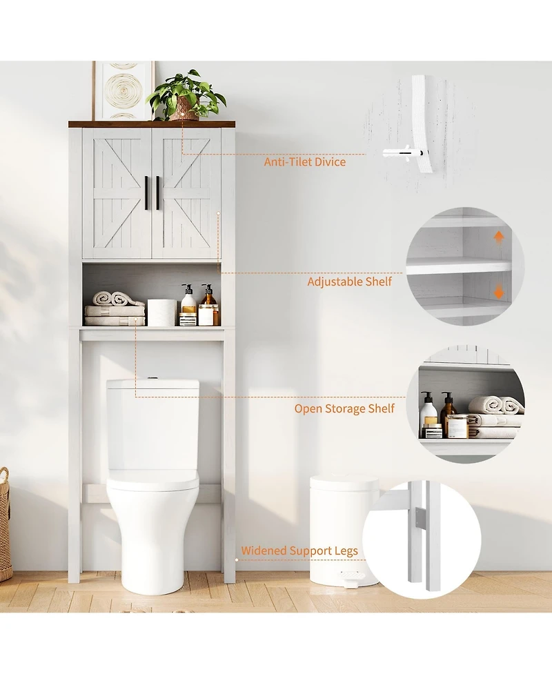 Homfan 23.6 Inches Wide Toilet Rack with Over The Storage Cabinet , Small Freestanding Space Saver