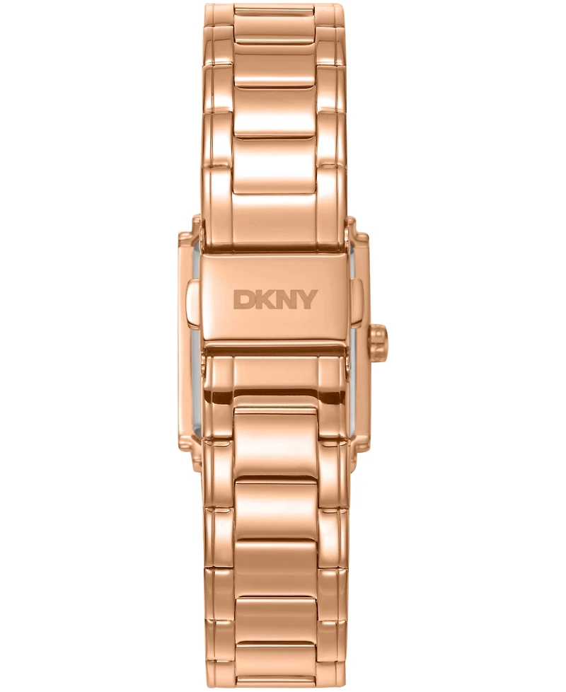 Dkny Women's Dark Blue Dial Crystal Accented Case Rose-Gold Tone Stainless Steel Bracelet Watch, 23 x 30mm