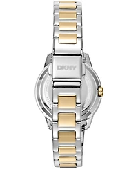 Dkny Women's White Mop Dial Crystal Bezel Two-Tone Gold Stainless Steel Bracelet Watch, 30mm