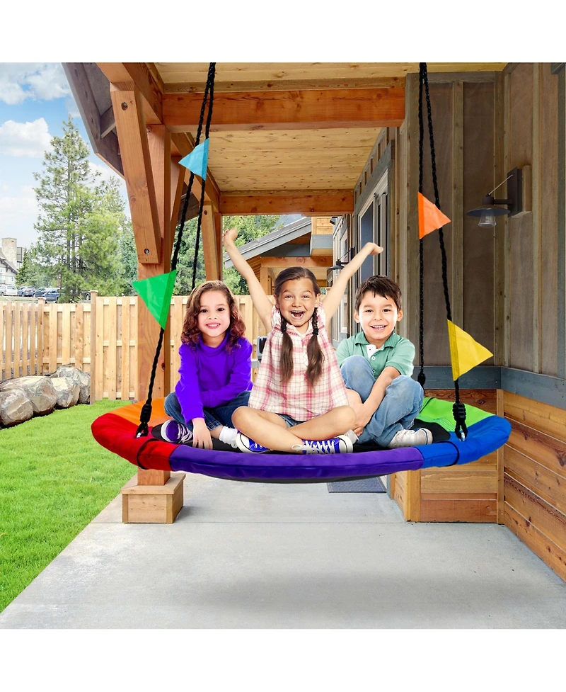Sorbus Saucer Tree Swing in Elite Rainbow - 40 Inch