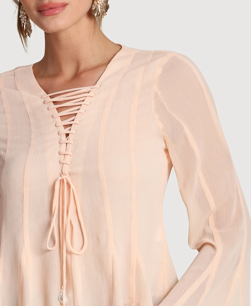 Avec Les Filles Women's Godet Long-Sleeve Top