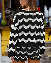 Cupshe Women's Castaway Cutie Striped Cover-Up Top