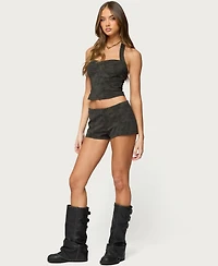 Edikted Women's Taia Distressed Faux Leather Corset