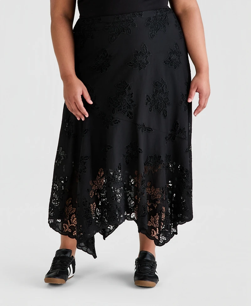 And Now This Trendy Plus Embroidered Cotton Midi Skirt, Macy's Exclusive