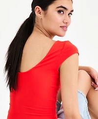 Bar Iii Women's Shelf-Bra Cap-Sleeve Top, Macy's Exclusive
