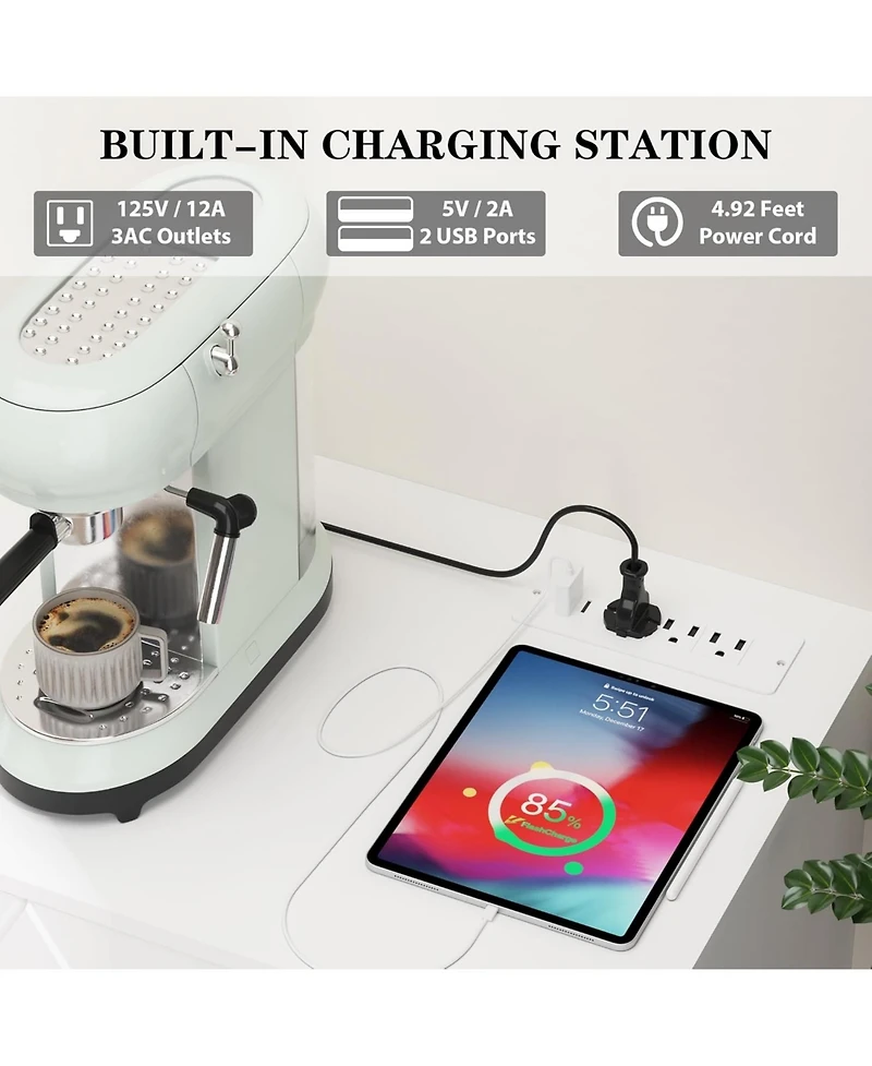 gaomon White 9 Drawer Dresser with Usb Charging Station, Modern Wooden Storage Organizer for Bedroom Living Room Hallway