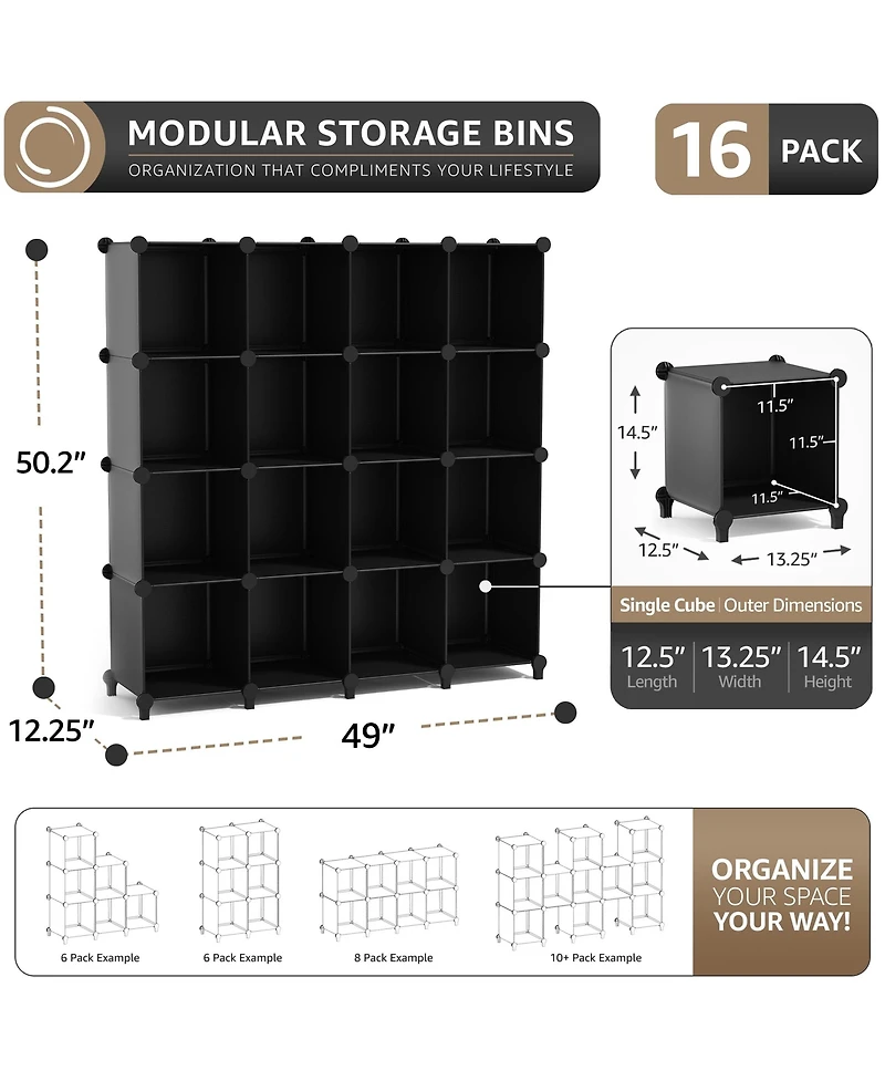 Sorbus -Cube Storage Organizer Cubby Shelf for Closet, Toys, Books, and More Space-Saving Bookshelf Bedroom, Living Room