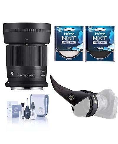 Sigma 30mm f/1.4 Dc Dn Contemporary Lens for Canon Rf, Bundle with Filter Kit and Lens Shade