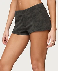Edikted Women's Taia Distressed Faux Leather Micro Shorts
