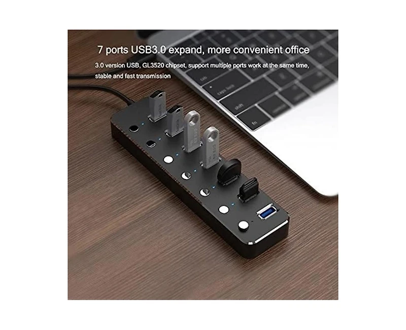 Risokeys Aluminum 7-Port Usb 3.0 Hub