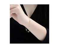 Rachel Glauber Classic Bezel Set Cubic Zirconia Chain Station Bracelet