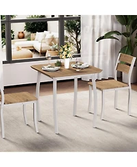 gaomon 3Pcs Dining Table Set for 2, Small Kitchen Table Set with 2 Upholstered Chairs and Metal Frame & Wood Tabletop, Apartment, Home Kitchen