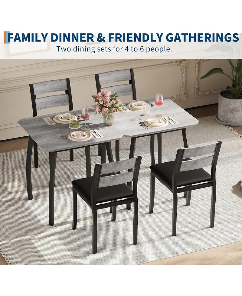 gaomon 3Pcs Dining Table Set for 2, Small Kitchen with 2 Upholstered Chairs and Metal Frame & Wood Tabletop, Apartment, Home