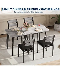 gaomon 3Pcs Dining Table Set for 2, Small Kitchen with 2 Upholstered Chairs and Metal Frame & Wood Tabletop, Apartment, Home