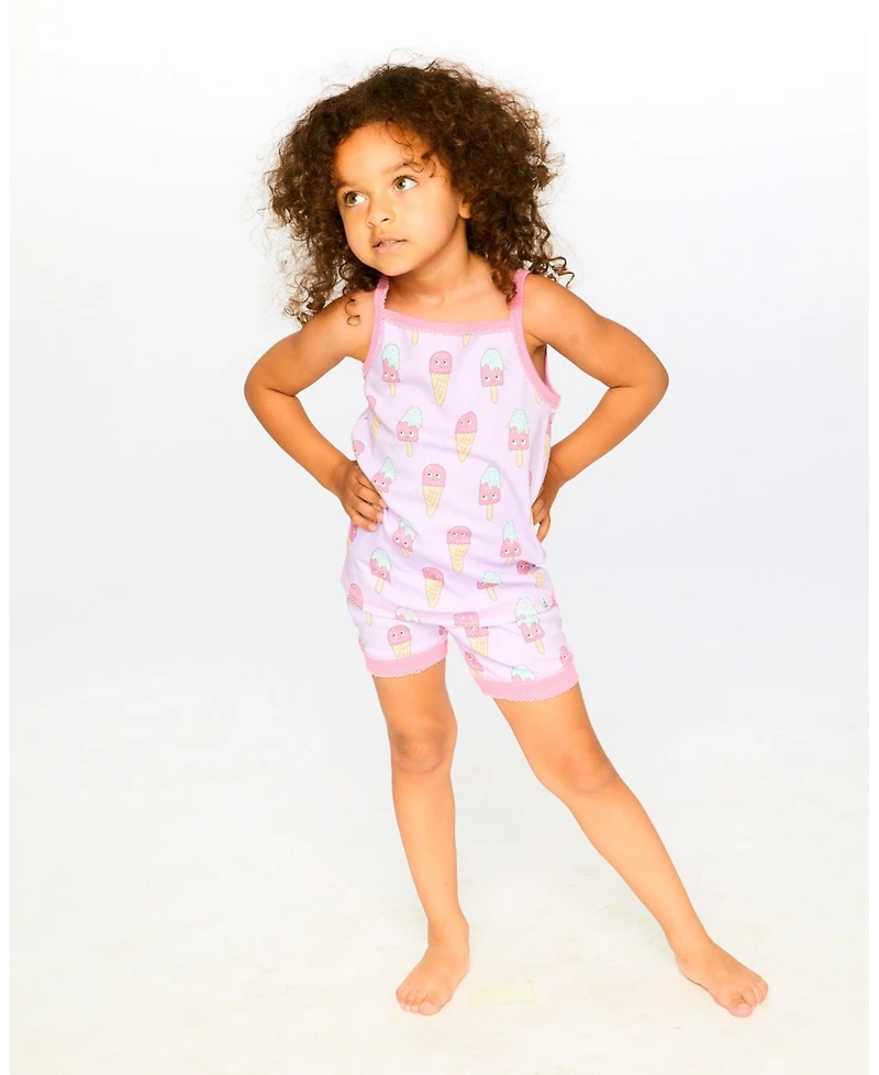 Deux par Toddler Girls Cotton Two-Piece Pyjama Set Lilac Printed Ice Creams