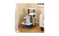 Aostirmotor 2-in-1 Pet Steps & Activity Center for Elderly Cats and Small Dogs, 4-Level Stairs with Scratching Post