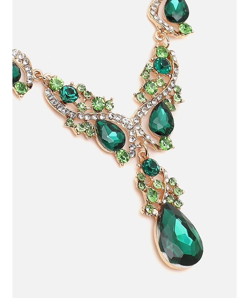 Sohi Green Stones Jewellery Set