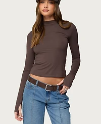 Edikted Women's Binta Mock Neck Long Sleeve Top
