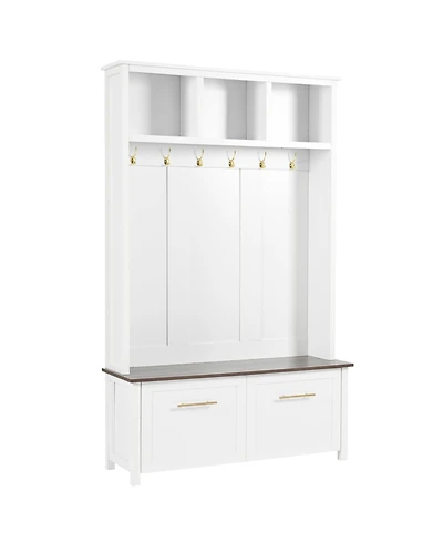 Clihome 4-in-1 Hall Tree Coat Rack with 6 Golden Hooks for Entryway