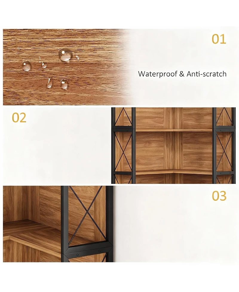 Yigii 5-Tier L-Shaped Corner Bookshelf for Living Room, Home Office