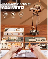 Robotime Pendulum Balance Toy, 3D Wooden Puzzles for Adults, Retro Road Tripper Car, Diy Craft Wood Puzzle Kit, Unique Gift for Men Women Festival