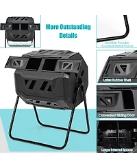 Costway Tumbling Composter 40 Gallon Garden Rotating Compost Bin w/Dual Chamber
