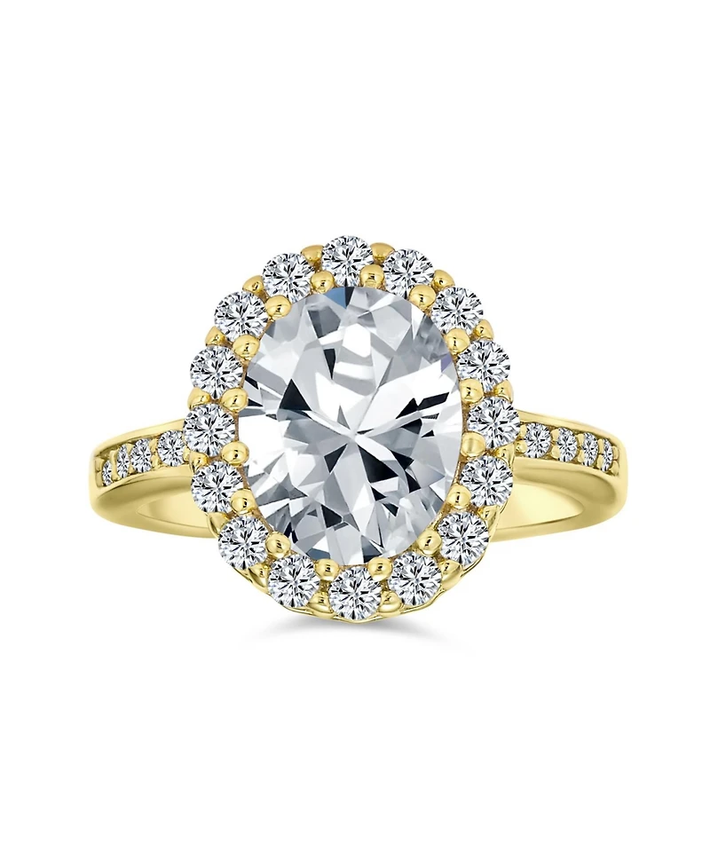 Bling Jewelry 4CTW Cubic Zirconia Cz Oval Halo Cocktail Statement Ring Sterling Silver