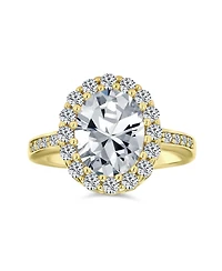 Bling Jewelry 4CTW Cubic Zirconia Cz Oval Halo Cocktail Statement Ring Sterling Silver