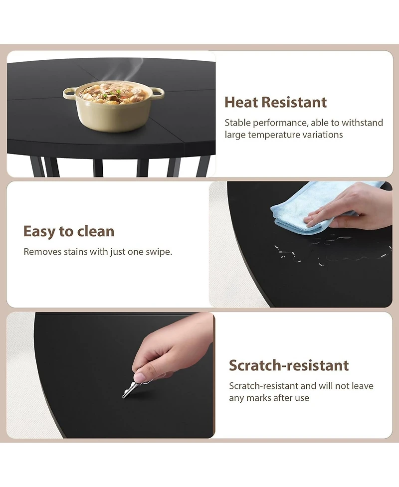 gaomon 47 in" Round Dining Table for 4, Farmhouse Room Circle Dinner Table,Space Saving Wood Kitchen & Furniture