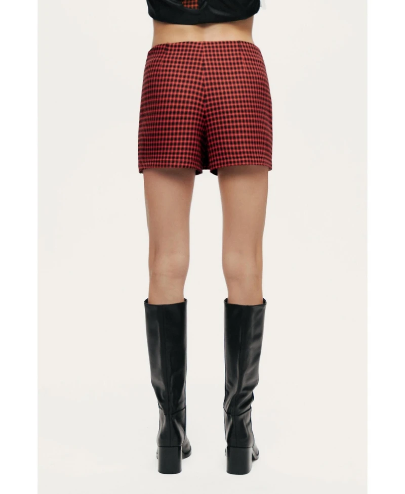 Nocturne Women's Checked High-Rise Mini Skort