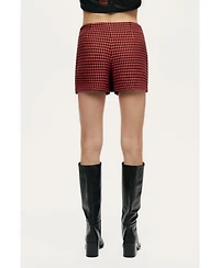 Nocturne Women's Checked High-Rise Mini Skort