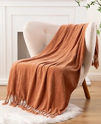 Battilo Lifestyle Chenille Throw with Fringe Tassels, 50" x 60"