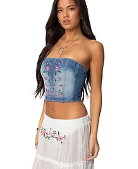 Edikted Women's Tula Embroidered Denim Corset
