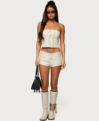Women's Wilde Lace Up Faux Leather Corset